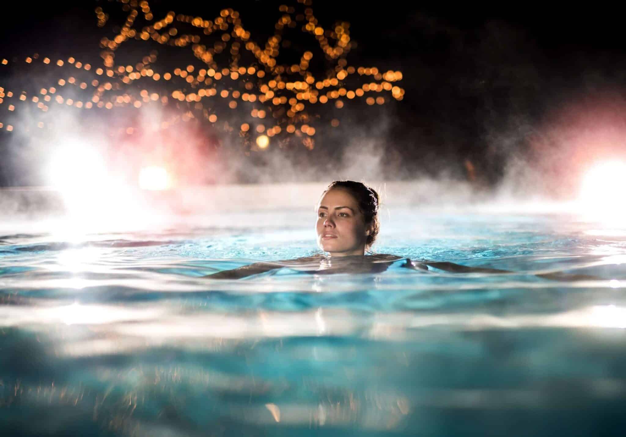 Enjoy a heated pool at night